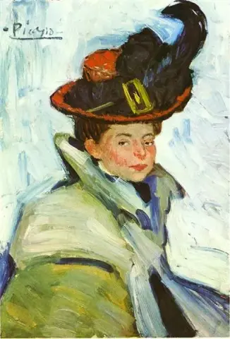 Peinture à l'huile femme avec chapeau