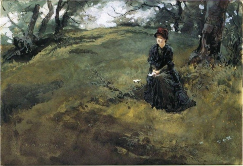 Jonge vrouw in het bos 1879