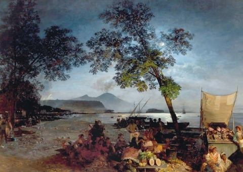Ein Geselliger Sommerabend en Der Bucht Von Neapel Ca. 1893