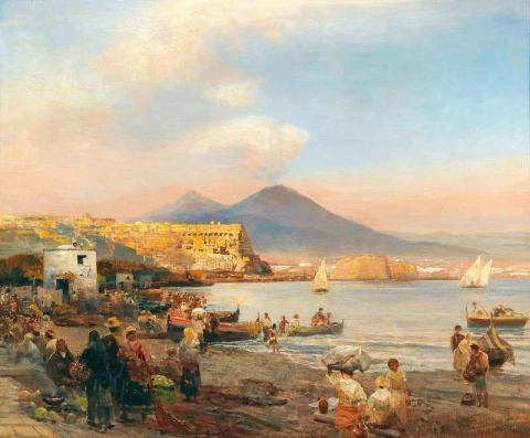Sonnenuntergang In Der Bucht Von Neapel Sunset In The Bay Of Naples S.d