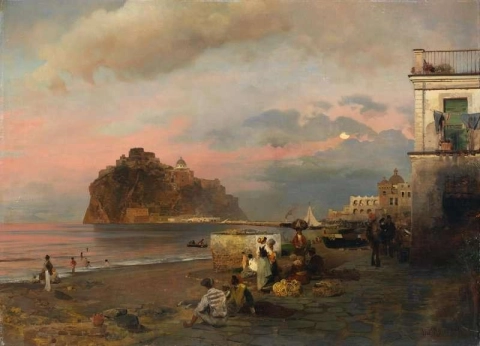 View Of Ischia With The Aragonese Castle 1884