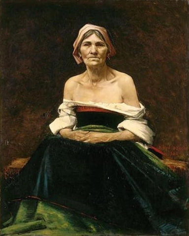 Portret van een oudere vrouw 1880