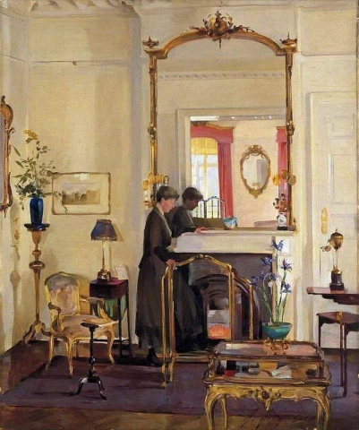 Innenraum mit Frau Charles Burnand 1919