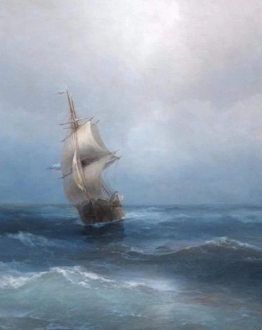 A Russian Two-master On The Open Sea 1885