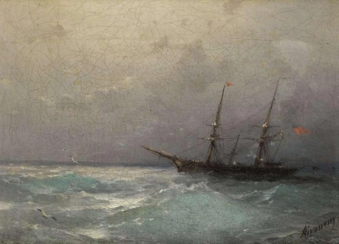 Amerikaans schip op zee 1873
