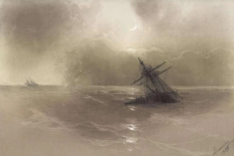 Корабль в открытом море 1888 г.