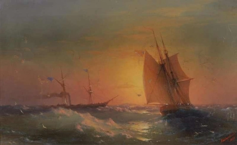 Verzending bij zonsondergang 1860