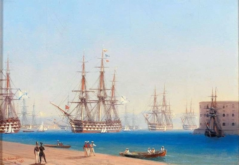 La flotta del Mar Nero entra nel porto di Sebastopoli 1852