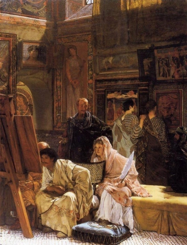Una galería de cuadros en Roma en la época de Augusto