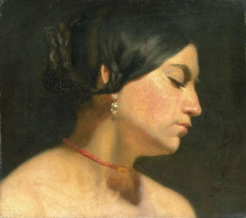 一位年轻女子的头像，又名玛丽亚·抹大拉 1854