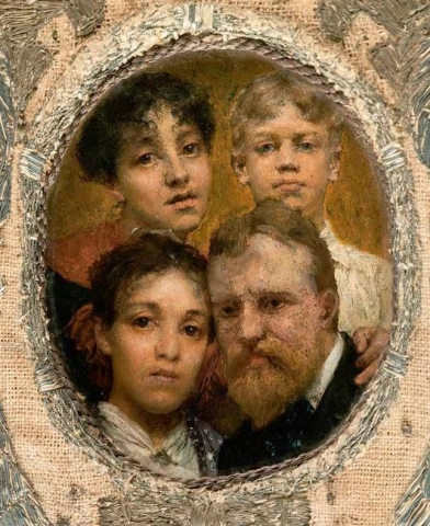 ローレンス・アルマ・タデマの自画像を描いたミニチュアが飾られた鏡