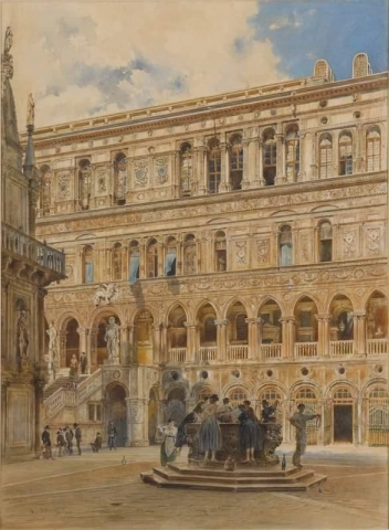 Gård av Doge S Palace Venedig