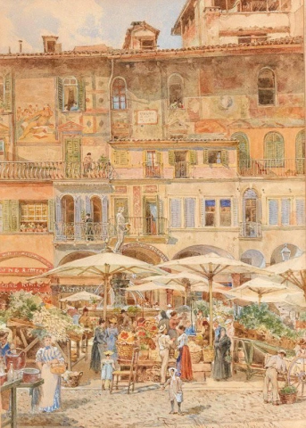 Grönsaksmarknad i Verona 1893