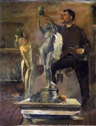 Hugo Siegwart em seu estúdio 1889