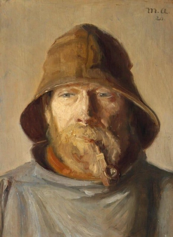 Ein Fischer, der eine Pfeife raucht, Skagen, 1920