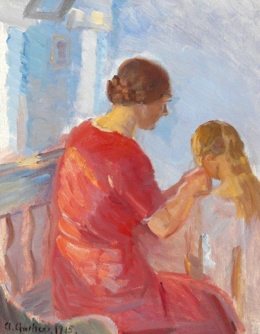 A Mother Pleading Her Daughter's Hair 1915