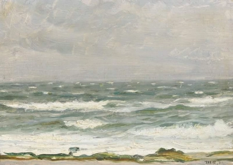 Uma vista da costa em direção às águas agitadas, 1902
