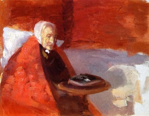 Ane Hedvig Br Ndum in einem roten Raum, ca. 1910