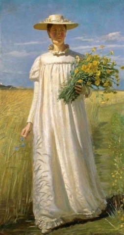 Anna Ancher kehrt vom Feld zurück