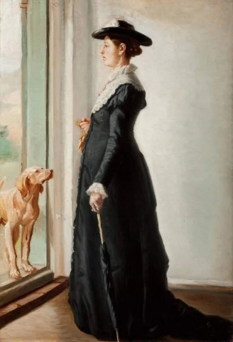 Anna Ancher in piedi sulla soglia. Schizzo per il ritratto di mia moglie