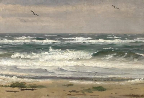Die Wellen brechen am Skagen Sønderstrand 1913