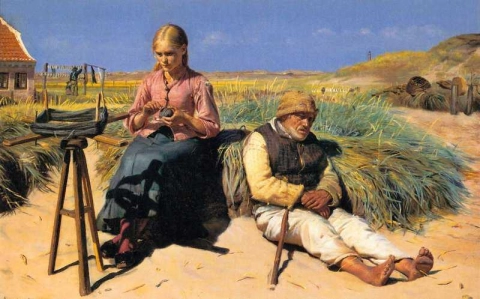Figures In A Landscape. Blind Kristian And Tine Among The Dunes
