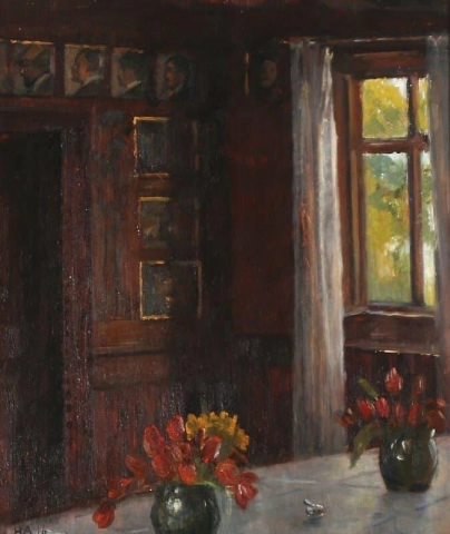 Innenraum aus dem Speisesaal im Br Ndum S Hotel Skagen 1916