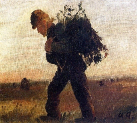 Per Bollerhus geht mit seinem Bündel Stöcke 1878-79