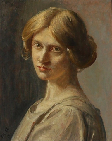 Porträtt av förmodligen Ella Saxild 1916