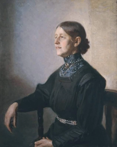 Porträtt av konstnärens fru, målaren Anna Ancher, tidigt 1900