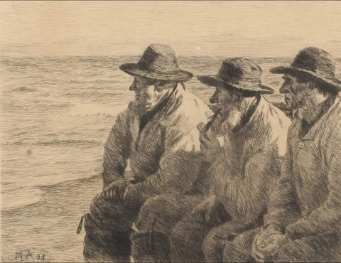 Scene med tre fiskere 1898