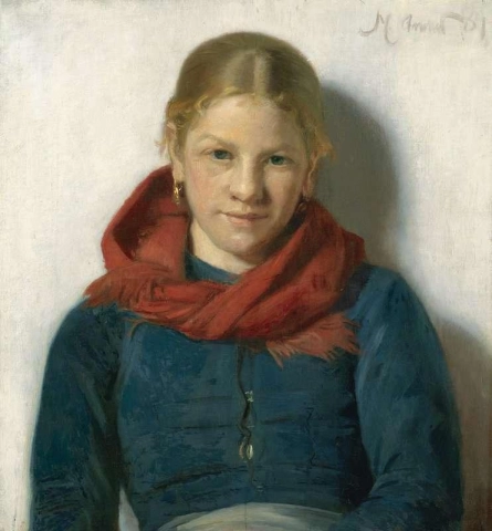 Garota Skagen em um xale vermelho