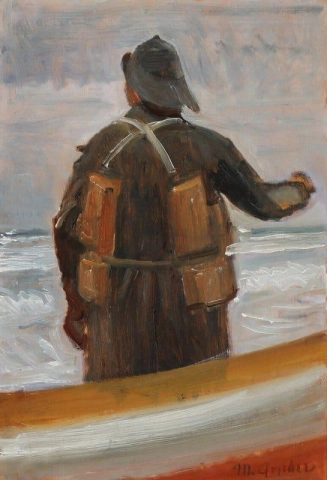 Fiskaren och kaptenen från Skagen Klitgaard Nielsen vid en livbåt