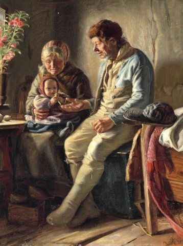 Besteforeldrene. Lars Gaihede med sin kone og barnebarn