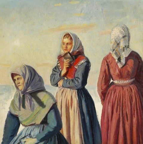 Tre kvinnor. Studie för en lekmannapredikant ca 1876