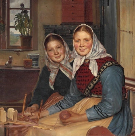 To unge jenter som snakker med seeren