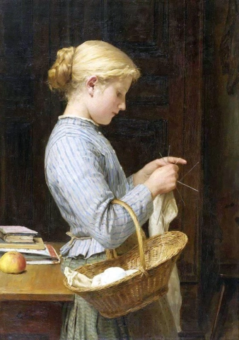 Girl Knitting 1