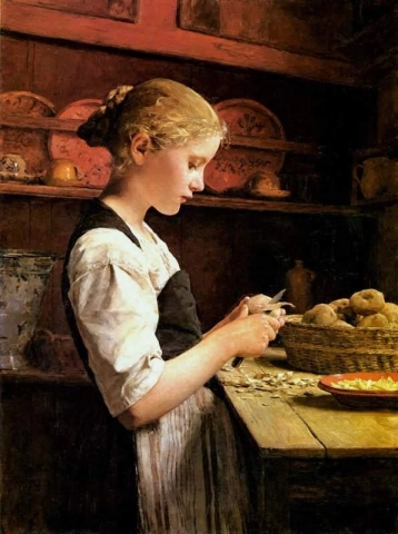 ジャガイモの皮をむく少女 1886