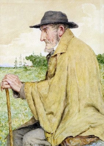 Sitzender Mann Mit Stock 1904