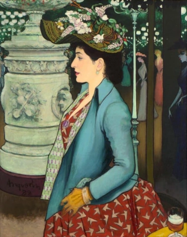 Een elegante vrouw in het Elysee Montmartre