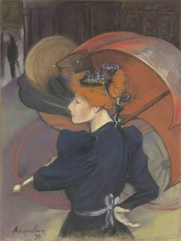 Vrouw met paraplu 1890
