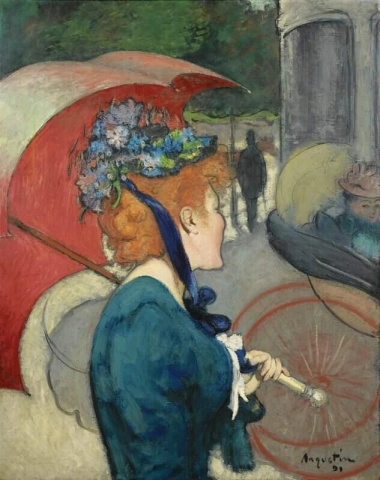 Kvinna Med Paraply