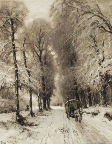 A Horse-drawn Cart On A Snowy Path 1909