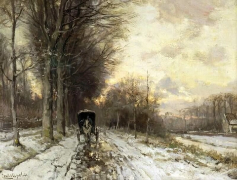 A Horse-drawn Cart On A Snowy Path 2
