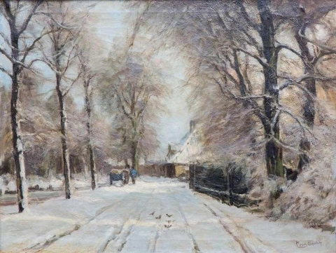 En snöig körfält i Haag