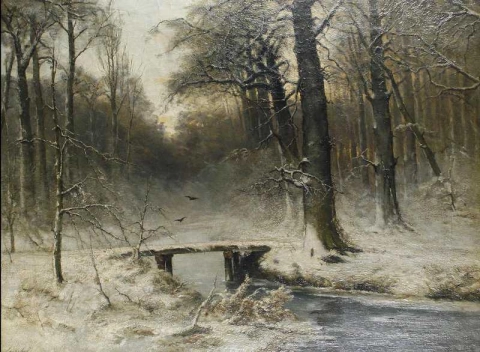 Una escena de bosque nevado