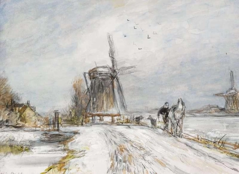 A Windmill In A Winter Landscape