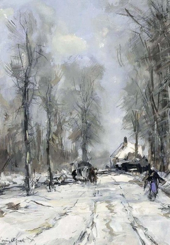 Figures On A Country Road In Winter