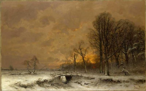 Sneeuwlandschap Bij Ondergaande Zon 1879