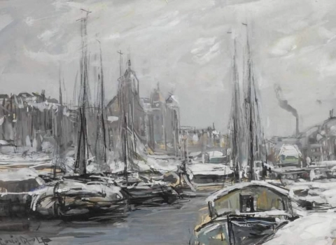 Barche Coperte Di Neve Ad Amsterdam